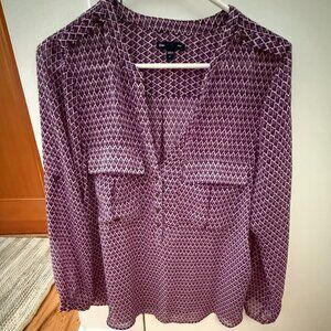 Gap Factory Long Sleeve V-Neck Blouse ~ Size Large